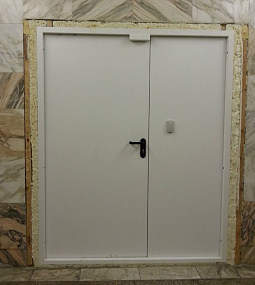 Белая огнеупорная дверь для подъезда